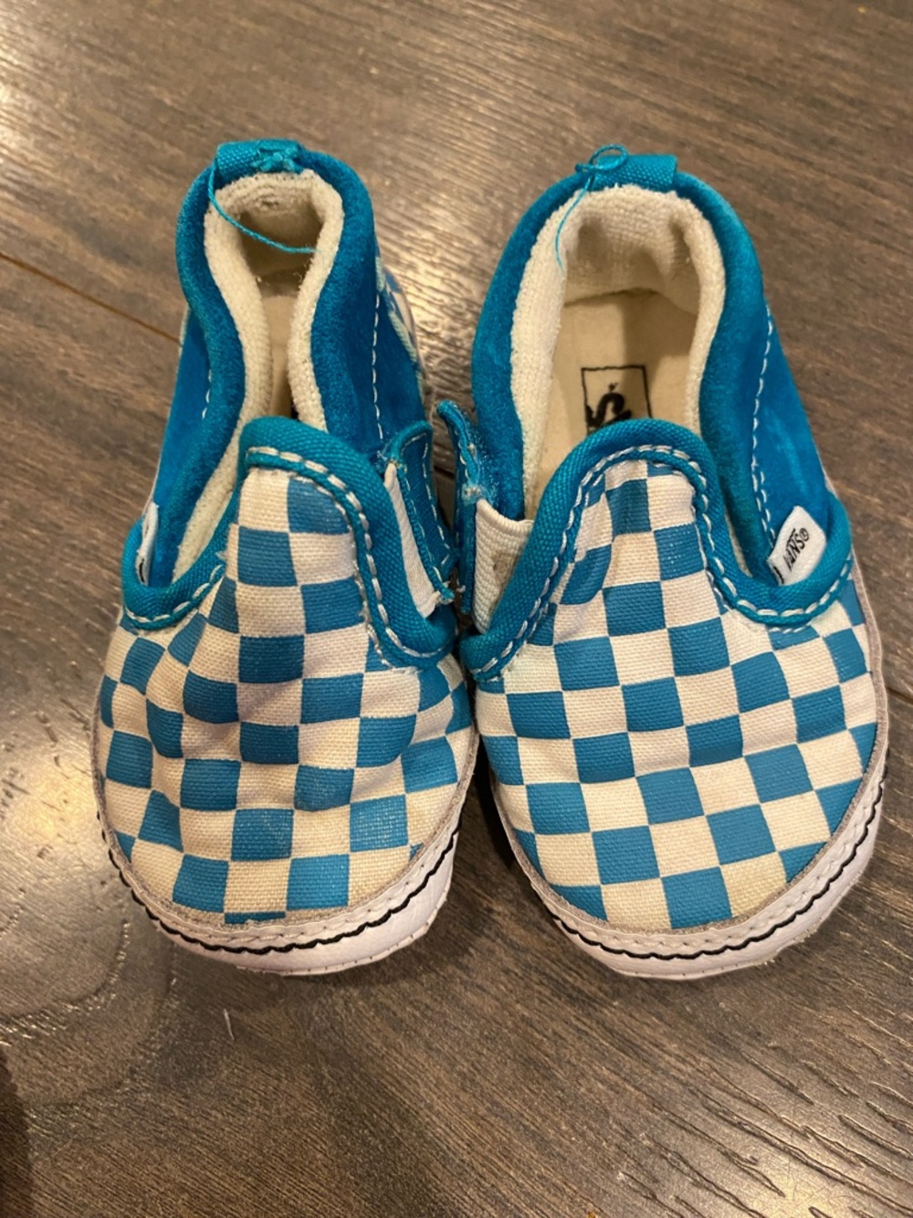 Vans Kids Slip-On Checkerboard Shoes in Blue size 3 baby 4:28